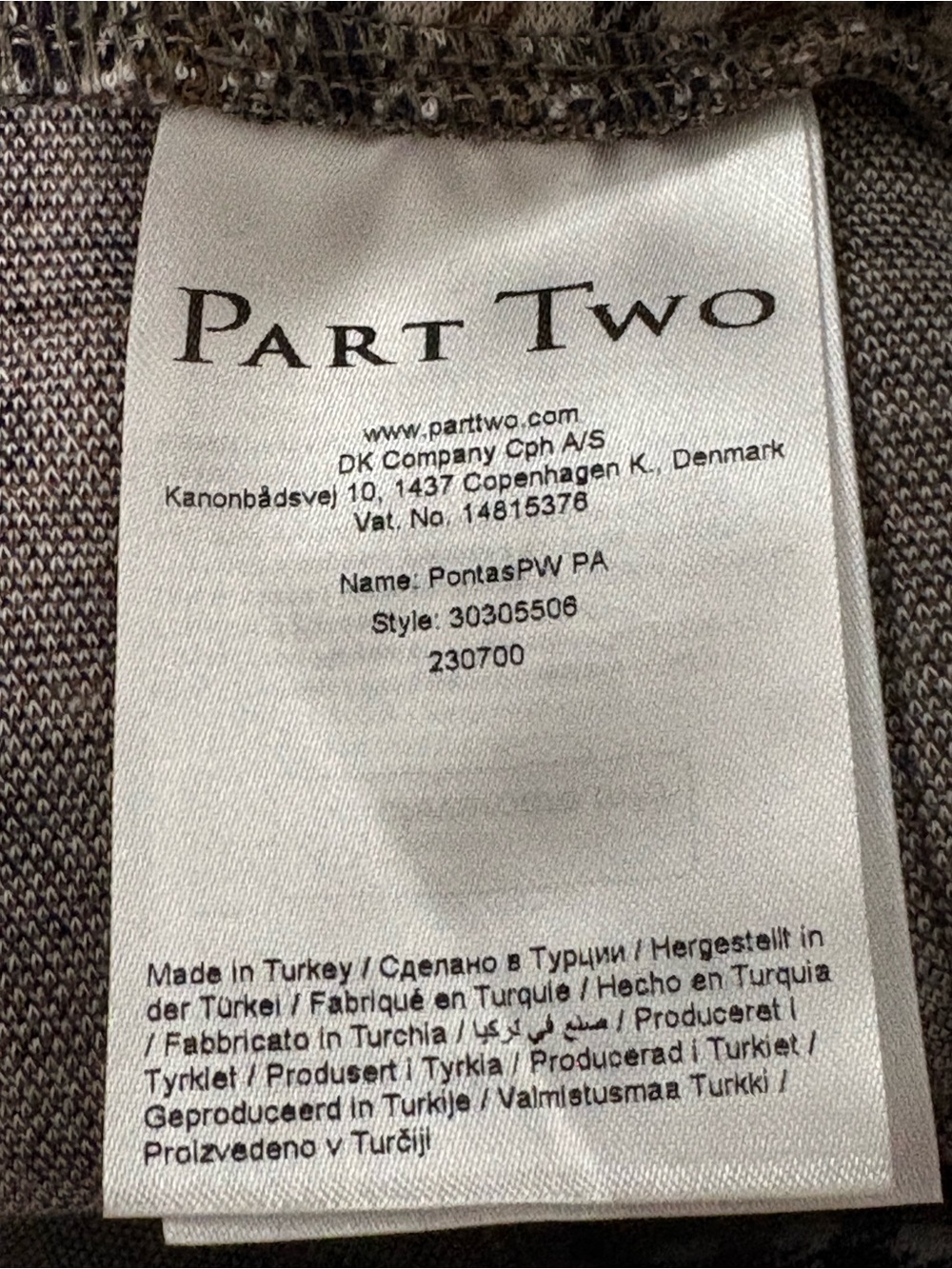 Part Two Pontas Straight Leg Mid Rise Pant Toasted Coconut Check Pattern - Picture 13 of 14